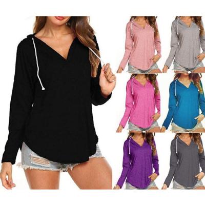 China New Style Women Lady V-neck Sweater Sweater Breathable Warm Fashion Long Sleeve T-shirt Pullover Hoodies Sweatsuit for sale