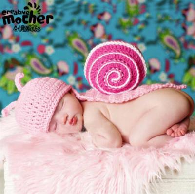 China Spandex/Cotton Crochet Newborn Snail Photo Prop Baby Photography Costume Small for sale