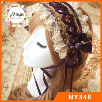 China High Quality Cloth Lolita Ribbon Bow Hairbands Vintage Yard Cosplay Headband for sale