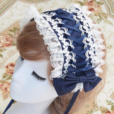 China High Quality Classic Bow Ribbon Lolita Cloth Girls Cosplay Headbands for sale