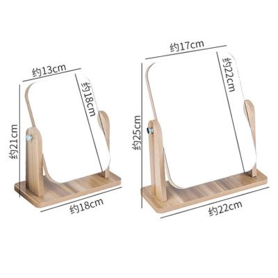 China Personalized Two Sizes Cosmetic Mirror Luxury Wooden Desktop Mirror for sale