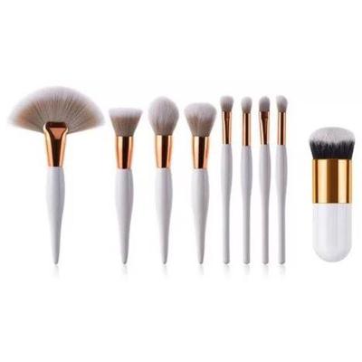 China Powder or foundation custom logo 9 pieces makeup brush white black special handle big kabuki cosmetics makeup tools makeup fan brush for sale