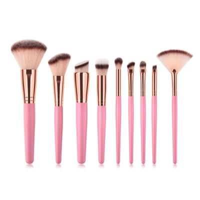 China Beauty Care Makeup Tools 9pcs Pink Makeup Brush Set Synthetic Hair Private Label Make Up Brush Set Custom Logo Fashion Pincel Maquiagem for sale