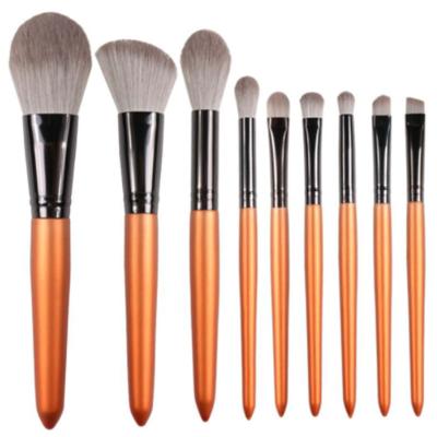 China Angular Blush Brown Green Cruelty Free Travel Initiator Makeup 9pcs Makeup Brush Set Custom Vegan Make Up Brush Set for sale