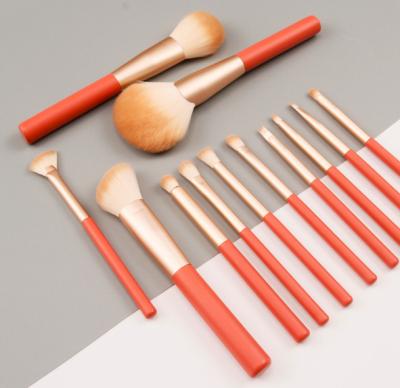 China Angular Blush New Next Wooden 12pcs Red Wine Makeup Brush Set Makeup Brushes With OPP Bag for sale