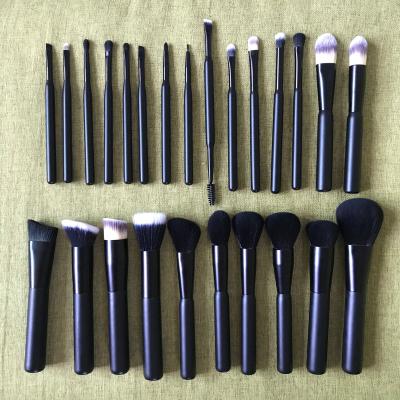 China Angular Blush 25pcs high quality cool black makeup brush set with super soft synthetic hair cosmetics tools for sale