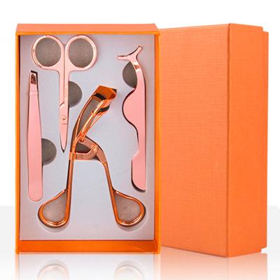 China Makeup/Bridal/Daily Eyelash Stainless Eyelash Curlers Set Rose Gold Rainbow Rose Metal Eye Lashes Curlers With Gift Box for sale