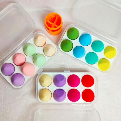 China 8pcs/box Colorful Powder or Foundation Travel Case Makeup Sponge Blender Set Make Up Free Blast Latex Beauty Makeup Sponge with Rainbow Color for sale