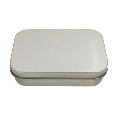 China Plain MINT Tin Box Mini Portable Box Hinged Rectangular Silver Small Storage Kit for sale