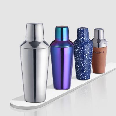 China Viable Creation Factory Direct Stainless Steel 750ML Cocktail Shaker Cup With Leather Cover for sale