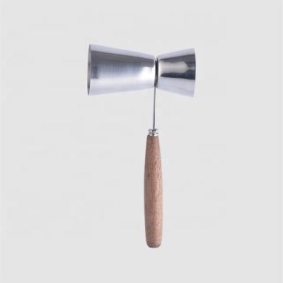 China Factory Direct Wholesale Stainless Steel Small Weight 25ml 50ml Wooden Measure Viable With Wooden Handle for sale