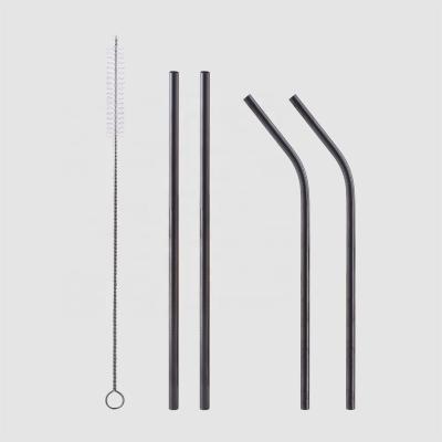 China Factory Direct Customized Flexible Mini Gun Black Recycling Gun Black Beverage Metal Stainless Steel SS Juice Straw With Brush for sale