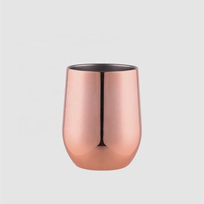 China Factory direct 13oz viable rose golden yongkang zhejiang stainless steel water wine coffee tumbler single reusable egg cup for sale