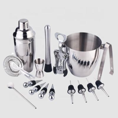 China Viable Creation Factory Direct Customizable Logo 16 Piece Fancy Stainless Steel Wine Set Bar Tools Cocktail Shaker Accessories for sale