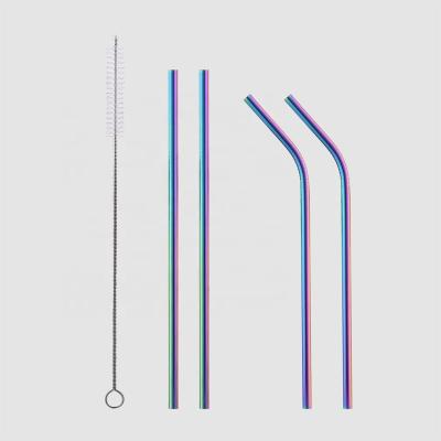 China Factory Wholesale 6mm Metal Stainless Steel Viable Direct Iridescent Caliber Custom Logo Reusable Eco Friendly Drinking Straws for sale