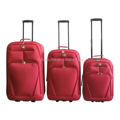 China Polyester China Luggage Factory Supply 3 Piece Eva Trolley Luggage Sets Travel Cheap Luggage Sets Soft Suitcase for sale