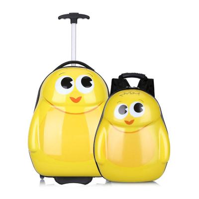 China PC China Factory Supply 2pcs Kids Cartoon Trolley Bag Set Chick Kids Travel Luggage for sale