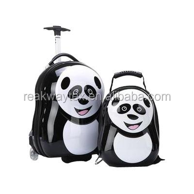 China PC China Factory Supply 2pcs Kids Cartoon Trolley Bag Set Panda Kids Travel Luggage for sale