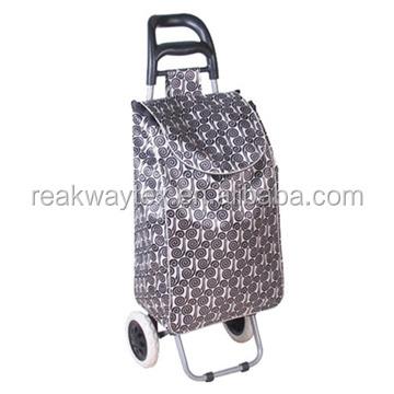 China RW6005D China Trolley Shopping Bag Factory Supply Rolling Pattern Vegetable Shopping Trolley Bag With 2 Wheels for sale