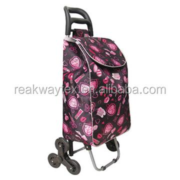 China RW6009A China Trolley Shopping Bag Factory Supply 3 Wheel Love Heart Design Climbing Trolley Shopping Bag for sale