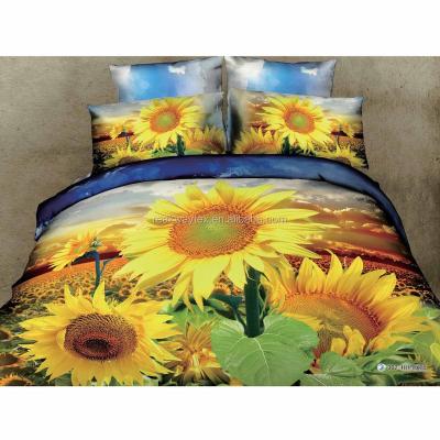 China YDN-3D1600362-363 3d Sunflower Printing Disposable Cotton Dubai Hotel Comforter Bedding Cheap Fitted Sheet Set for sale