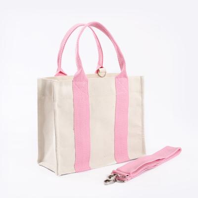 China High Quality Supplier Designer Raw Cotton Canvas Tote Bag Plain Cotton Shopping Bag With Two Pockets Handle for sale