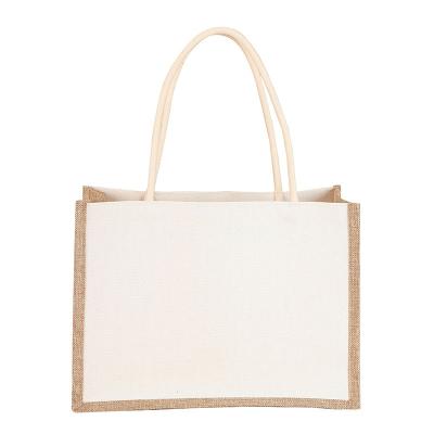 China High Quality Logo Printed Linen ECO Custom Reusable Tote Bags Shopping Jute Bag Grocery Shopping Packaging for sale