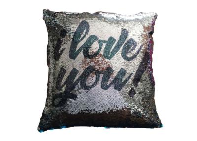 China Two Sides Reversible Sequin Pillow I Love You Word Printing Pillow Cases For Sofa Decoration for sale