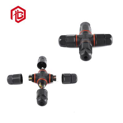 China L20 IP68 4 Way X Shape Screw Automotive Waterproof Connector With 2pin 3pin Connector Sockets Electrical Outlets for sale