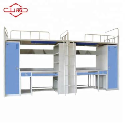 China SW-S027 Modern College Bed Metal College Student Bunk Bed with Desk and Wardrobe Locker for sale