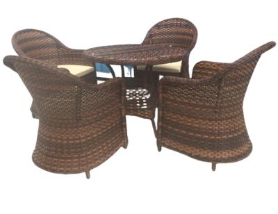 China Contemporary Commercial Garden Promotion Rattan Wicker Plastic Outdoor Patio Dining Set With 4 Chairs for sale