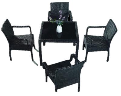 China PE 5pc traditional plastic aluminum frame rattan wicker garden chair restaurant chair cheap hotel chair with table for sale