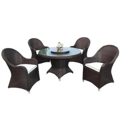 China Modern 5 Pieces Rattan Wicker Dining Furniture Set Outdoor Garden Wicker Turned Dining Table And Chair Furniture for sale