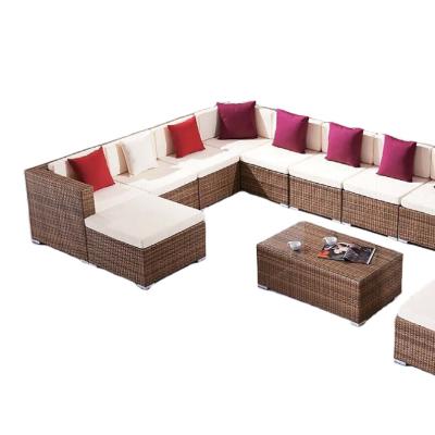 China Contemporary outdoor wicker rattan patio sofa set garden sofa set conversation sectional sofa with garden furniture for sale