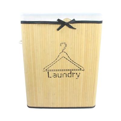 China Household Modern Fashion Folding Bamboo Laundry Basket With Lid Folding Laundry Basket for sale