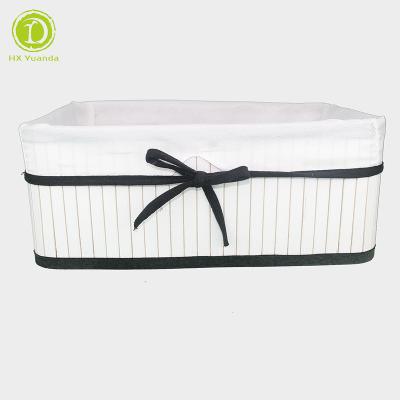 China Multi-factory Viable Fabric Laundry Basket With Foldable Bamboo Frame Woven Basket Bamboo With Liner Storage Baskets for sale