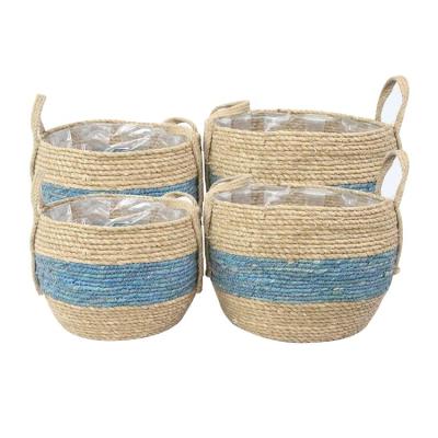 China 2021 Sustainable Handmade Multifunctional Foldable Woven Storage Baskets With Handle for sale