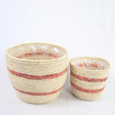 China Alibaba Handmade Woven Basket Woven Basket Storage Vegetable Plankton Handles Laundry Decoration Basket Home Supplier Sustainable Gold and Natural for sale