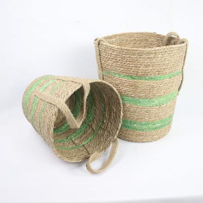 China OEM Viable Plant Plankton, Corn Leaf Multifunctional Toy Storage Natural Woven Basket Set For Home for sale