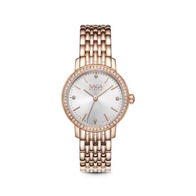 China Water Resistant SAGA Ladies Wrist Watch Women Wrist Quartz Watch with Crystal Diamond for sale