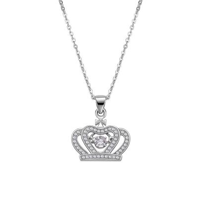 China TRENDY SAGA 53766 Stainless Steel Jewelry Women Crown Necklace With Silver Chain for sale