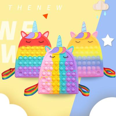 China Amazon Hot Selling Silicone Waterproof School Bags Push Bubble Busty Backpack Kids School Bag Pop It School Bags For Girls for sale