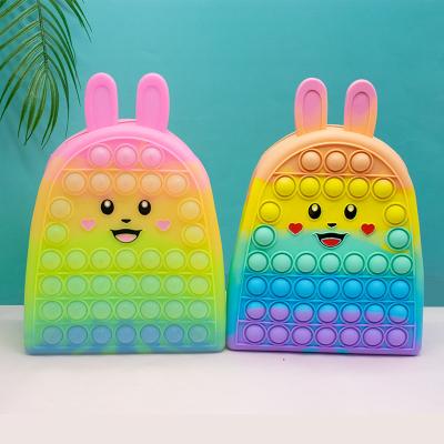 China Waterproof Silicone Hot Selling Pop It Squeeze Rabbit School Bag Backpack School Supplies Pop It Kids School Bags For Kid Student for sale