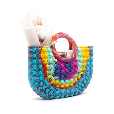 China 2022 New Design Fashion Popular Silicone Handbag Bubble Pop Softly Wiggle It Tote Handbag for sale