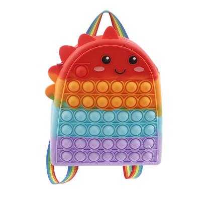 China New Fashion Rainbow Push Bubble Silicone Student Schoolbag Anti-theft Noise It Backpack for sale