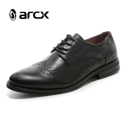 China Black Shock-absorbing Luxury Casual Brand Leather Shoes Men Brogue Style ARCX Genuine Leather Shoes for sale