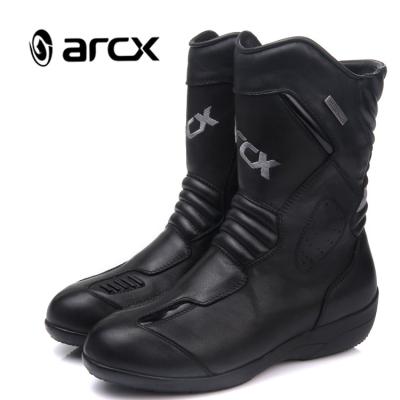 China ARCX Breathable Fashion Women Moto Boots Black Cowhide Leather Women Motorcycle Boots for sale