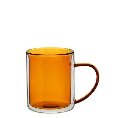 China 2022 Modern Wholesale New Design Hit Coffee Tea Mug Heat Resistant Solid Colored Double Wall Glass Mug for sale