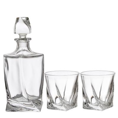 China Samyo Traditional Crystal Classic Dishwasher Safe Unique Lead Free Form Whiskey Bottle Glass Whiskey Decanter for sale