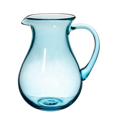 China Hot Selling Large Capacity Cheap High Quality Spray Color Glass Water Jug Glass Pitcher With Handle for sale